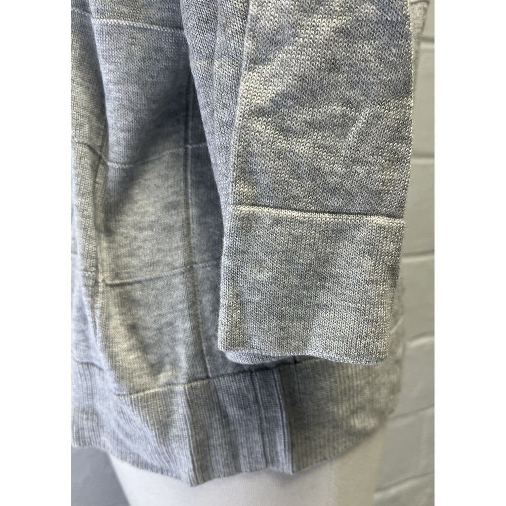 Lafayette 148 Gray Half Sleeve Sweater Medium Grid Pattern Cotton Wool Blend - Picture 6 of 11